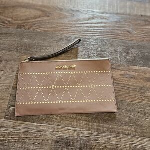 Michael Kors Gold and Tan Wristlet